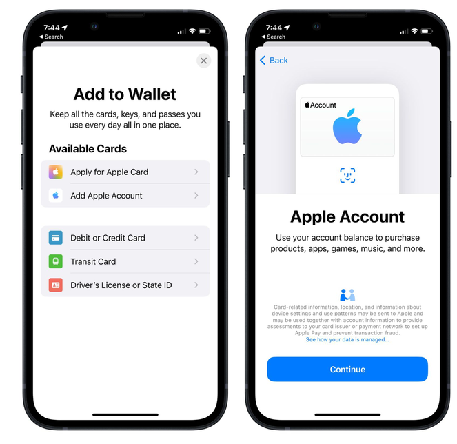 芒市苹果手机维修分享iOS 15.5钱包App如何添加 Apple 账户 