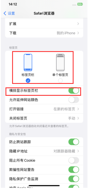 芒市苹果手机维修分享Safari浏览器如何切换标签栏位置 